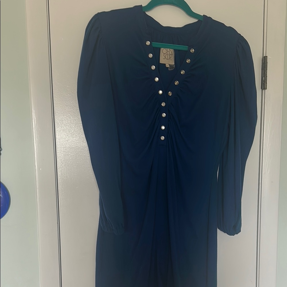 Elegant Blue Long Sleeve Dress